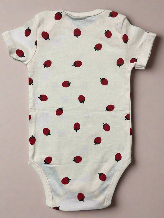 Baby Pink Strawberry Print Onesie