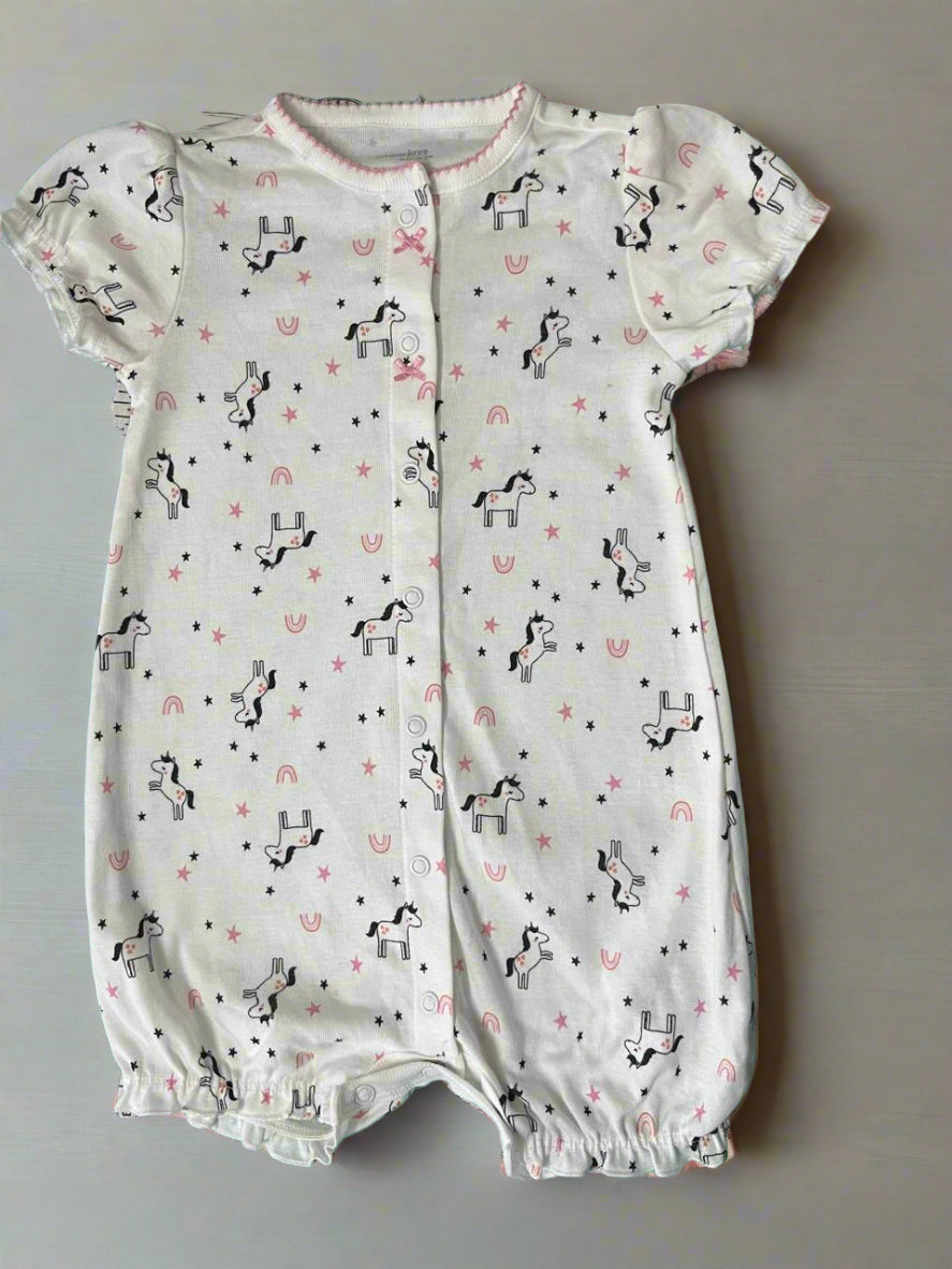 Carter's White Unicorn Print Romper