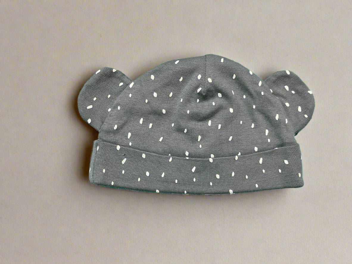 Cute Grey Printed Beanie Cap