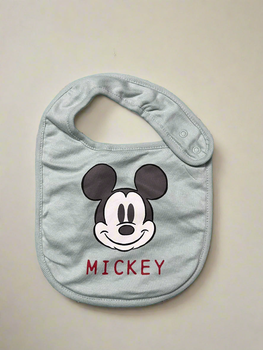 Disney Bluish Grey Mickey Mouse Bib soft bibs for babies