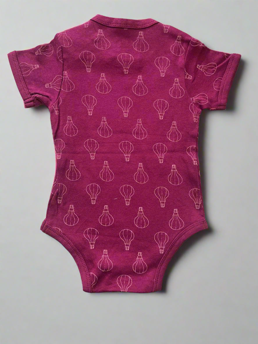 Maroon Hot Air Balloon Print Half Sleeve Onesie