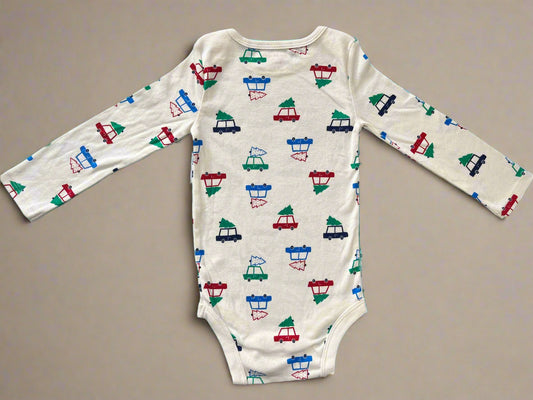 Off-white Car Print Soft Onesie for Boys