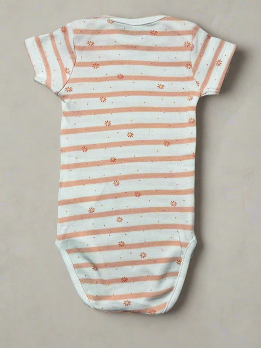 Striped Floral Print Onesie for baby girl