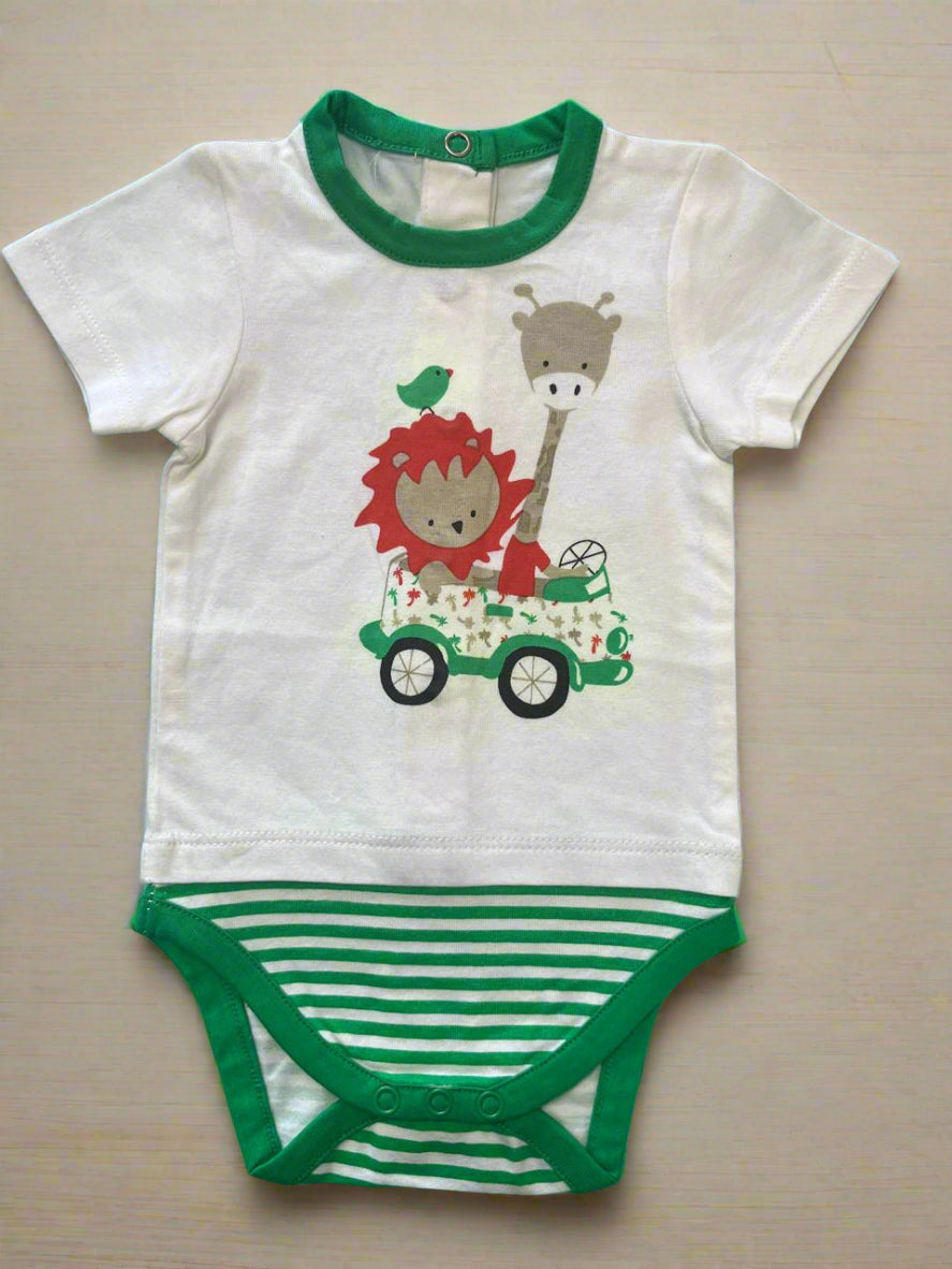 White Animal Print Half-Sleeve Onesie soft