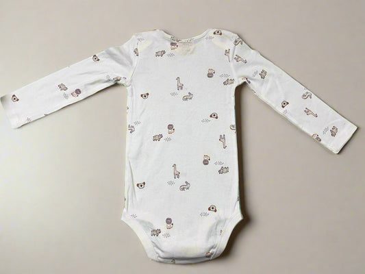White Cute Animal Print Premium Cotton Onesie organic cotton