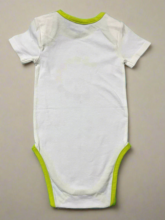 White and Green Casual Onesie
