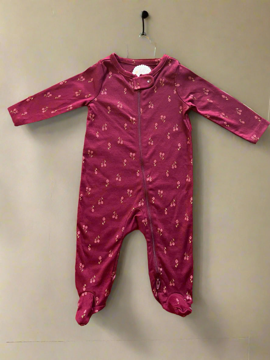 carter's maroon floral sleepsuit