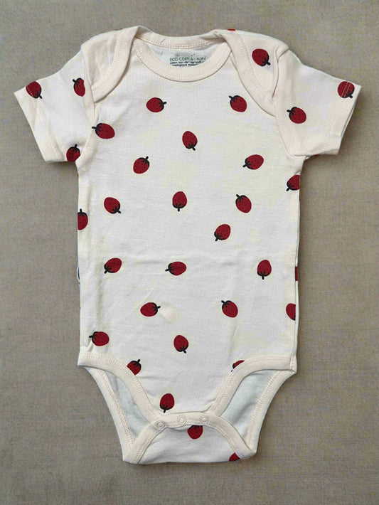 Light Peach Strawberry Print Onesie
