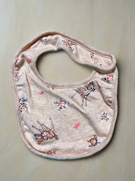 Beige Deer and Floral Print Bib washable soft bib for babies