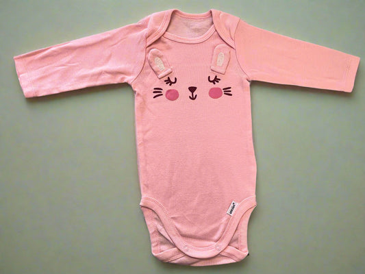 Bunny Flap Baby Pink Onesie 