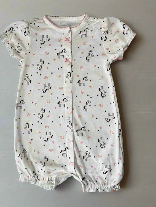 Carter's White Unicorn Print Romper
