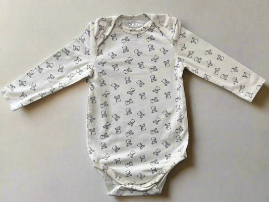 Cute Bear Print White Onesie