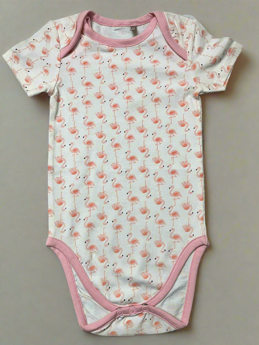 Cute White Flamingo Print Onesie