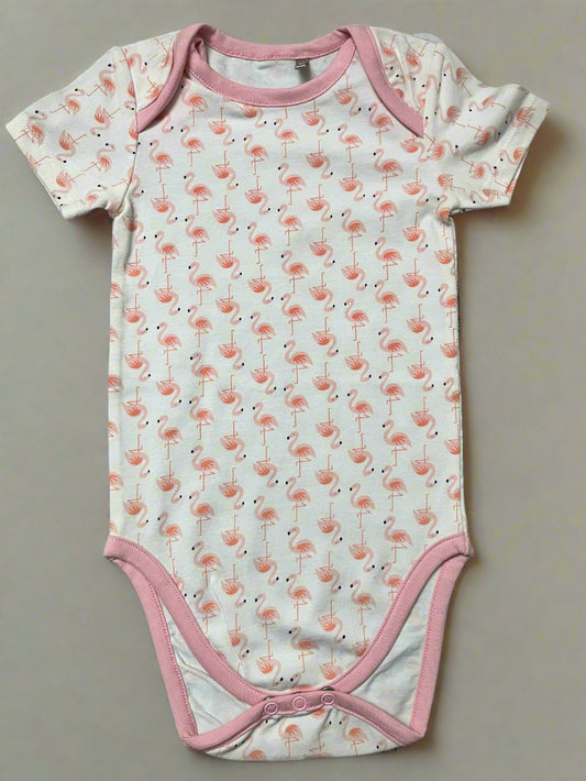 Cute White Flamingo Print Onesie