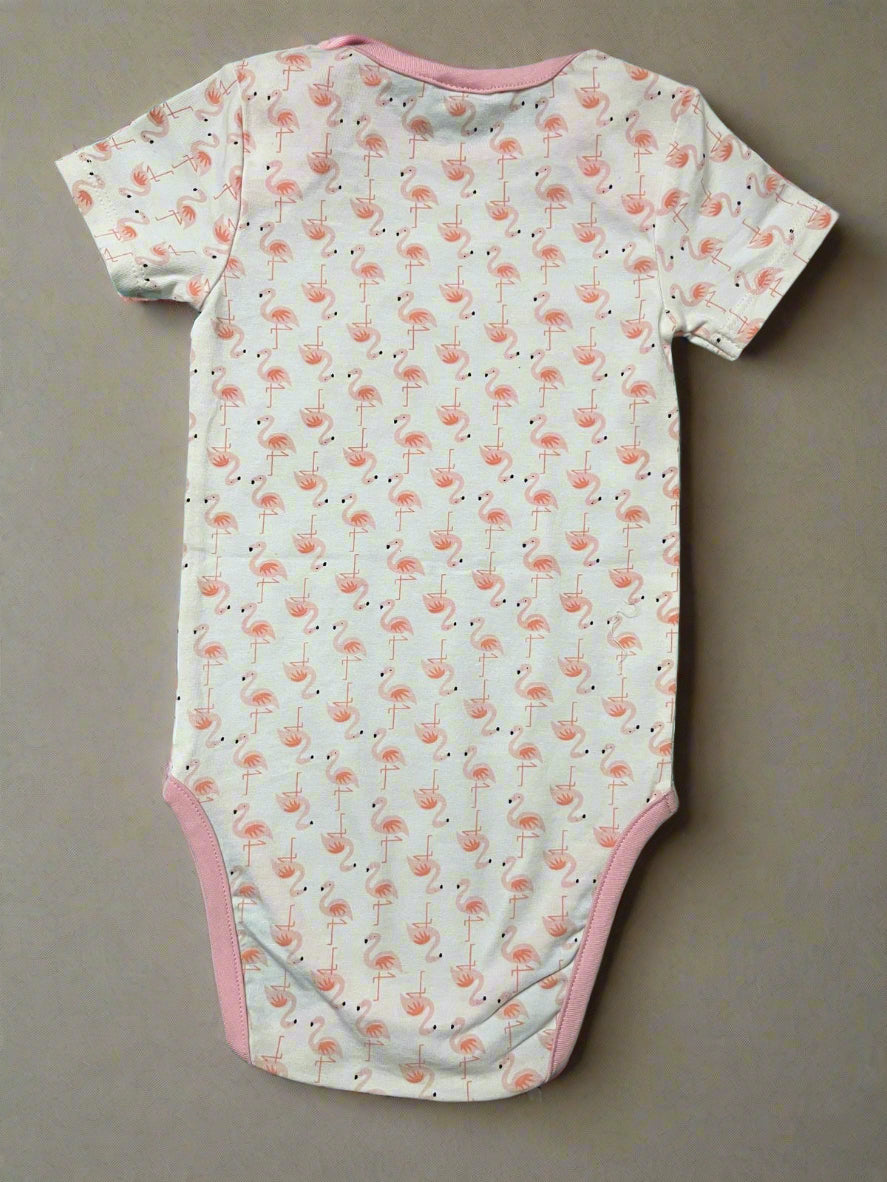 Cute White Flamingo Print Onesie
