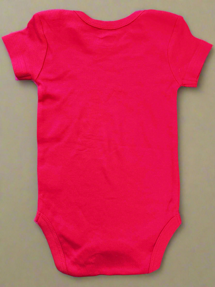 Dark Pink Minnie Mouse Print Onesie 