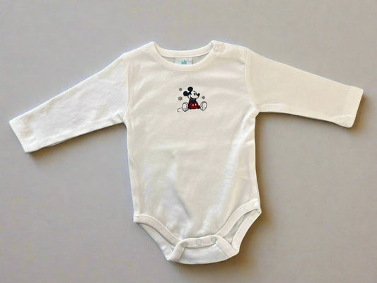 Elegant white mickey mouse print onesie Disney soft