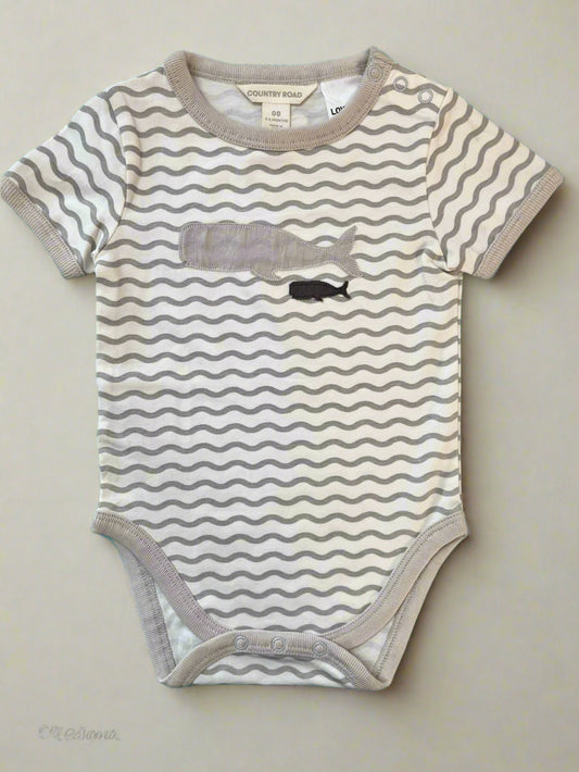 Grey and White Striped Onesie 