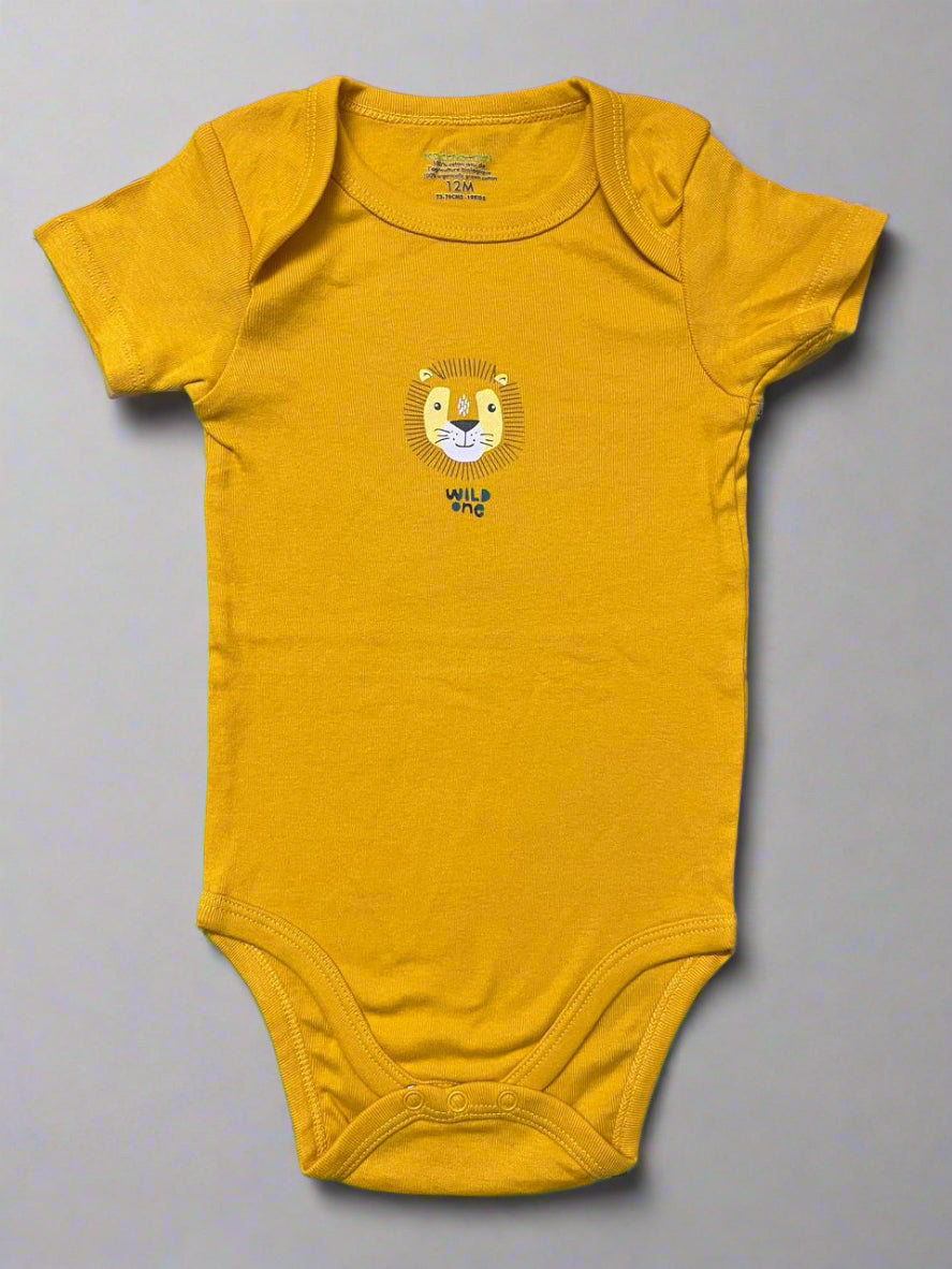 Light Brown Lion Print Onesie  premium cotton onesie