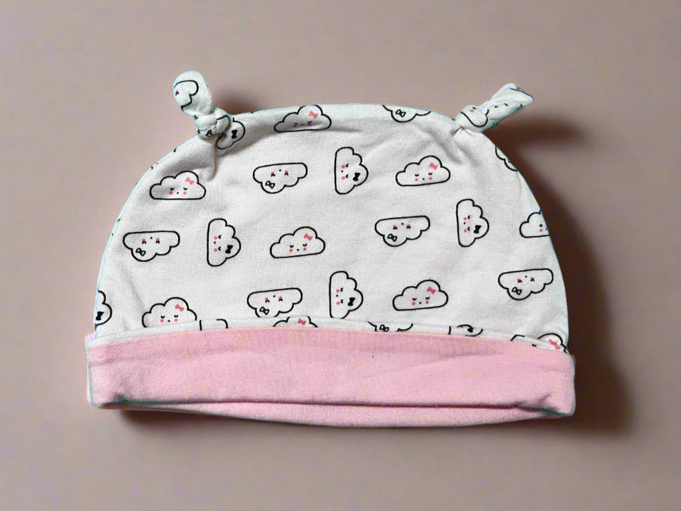 Light Pink Cloud Print Beanie Cap