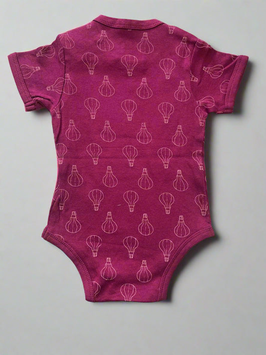 Maroon Hot Air Balloon Print Half Sleeve Onesie