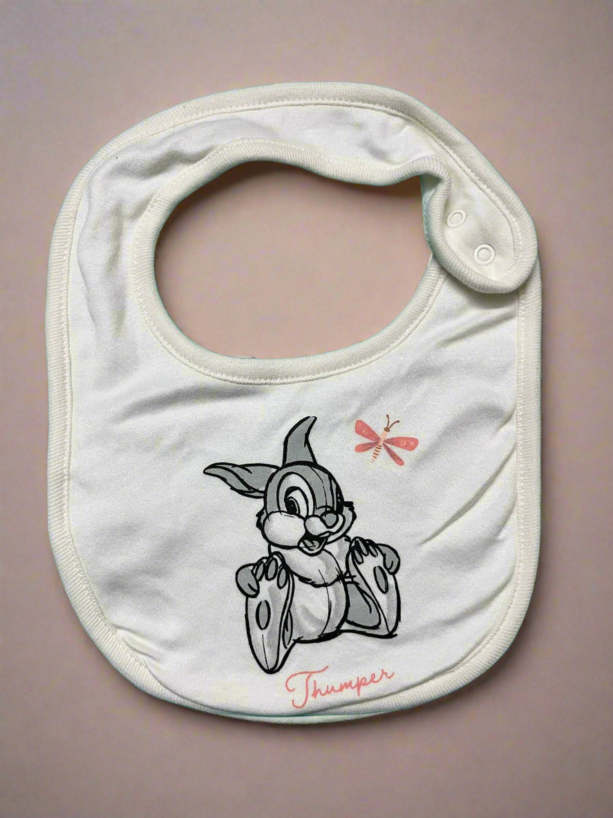 Off-white Bunny and Butterfly Bib washable bib for babies
