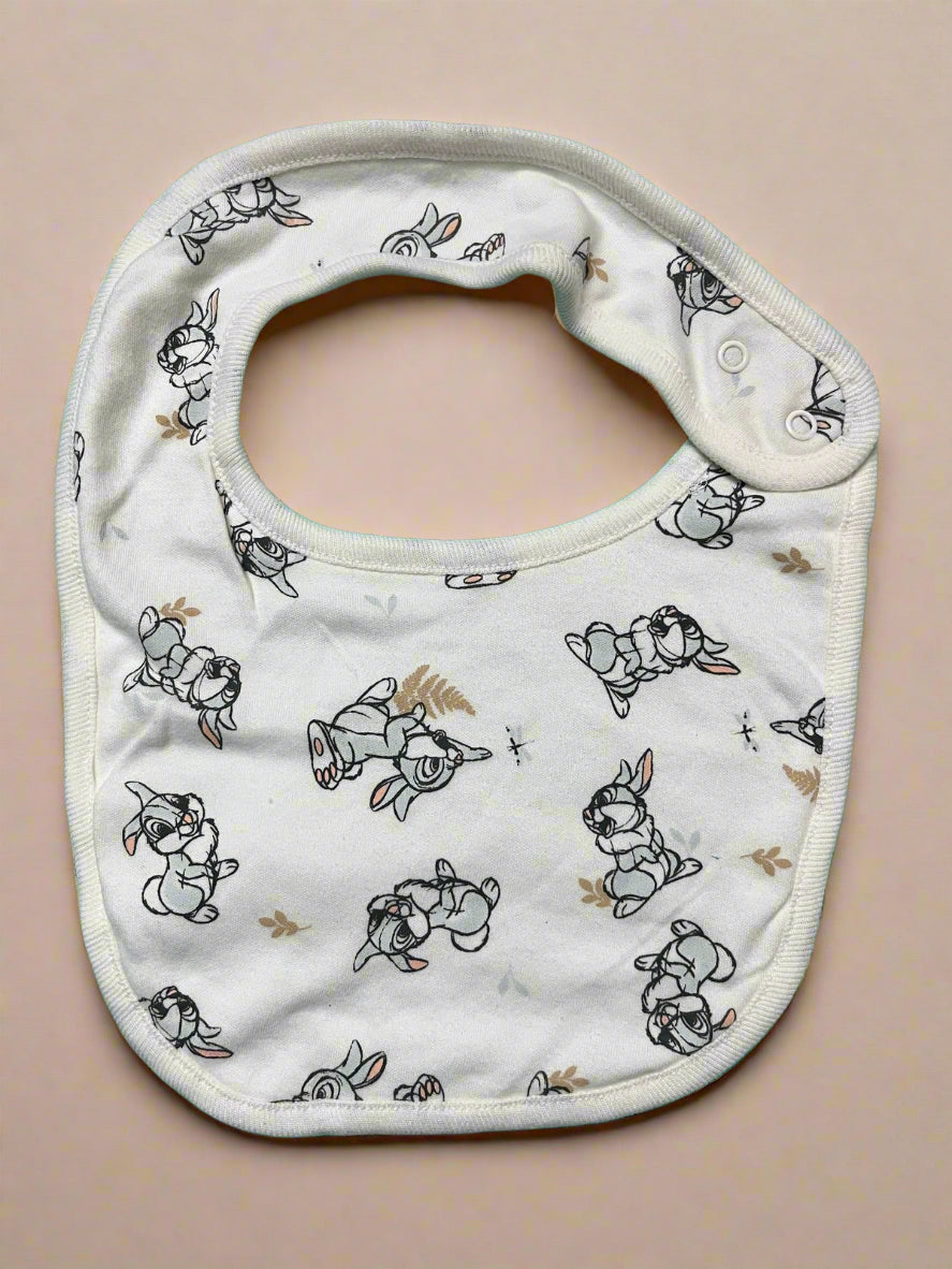 Off-white Overall Bunny Print Bib soft bib for baby