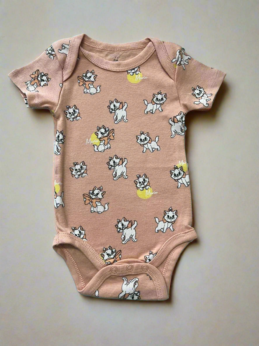 peach cat printed super soft onesie