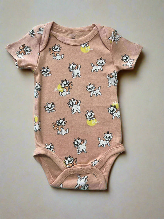 peach cat printed super soft onesie