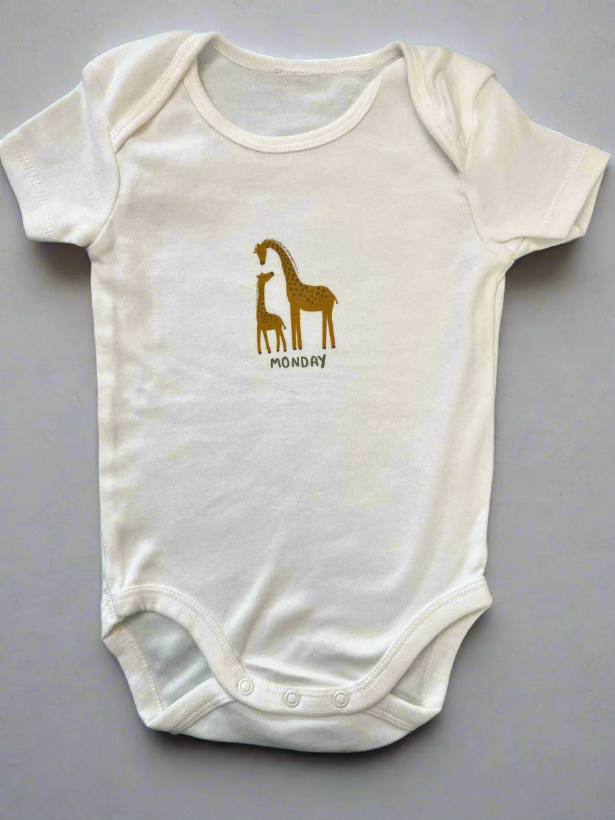 Premium White Giraffe Print Onesie for babies