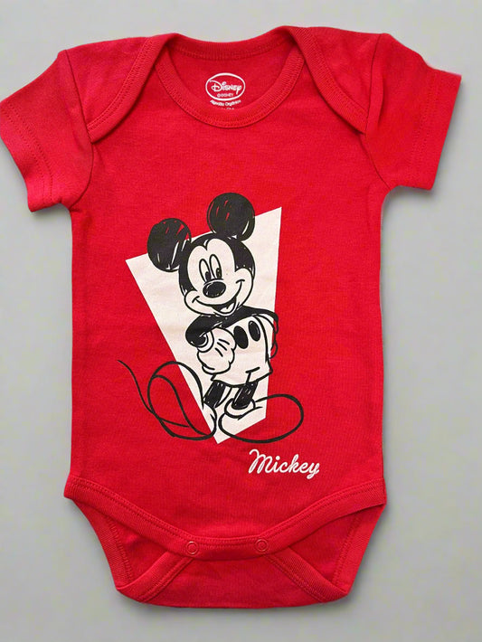 Red Mickey Mouse Print Onesie soft breathable cotton