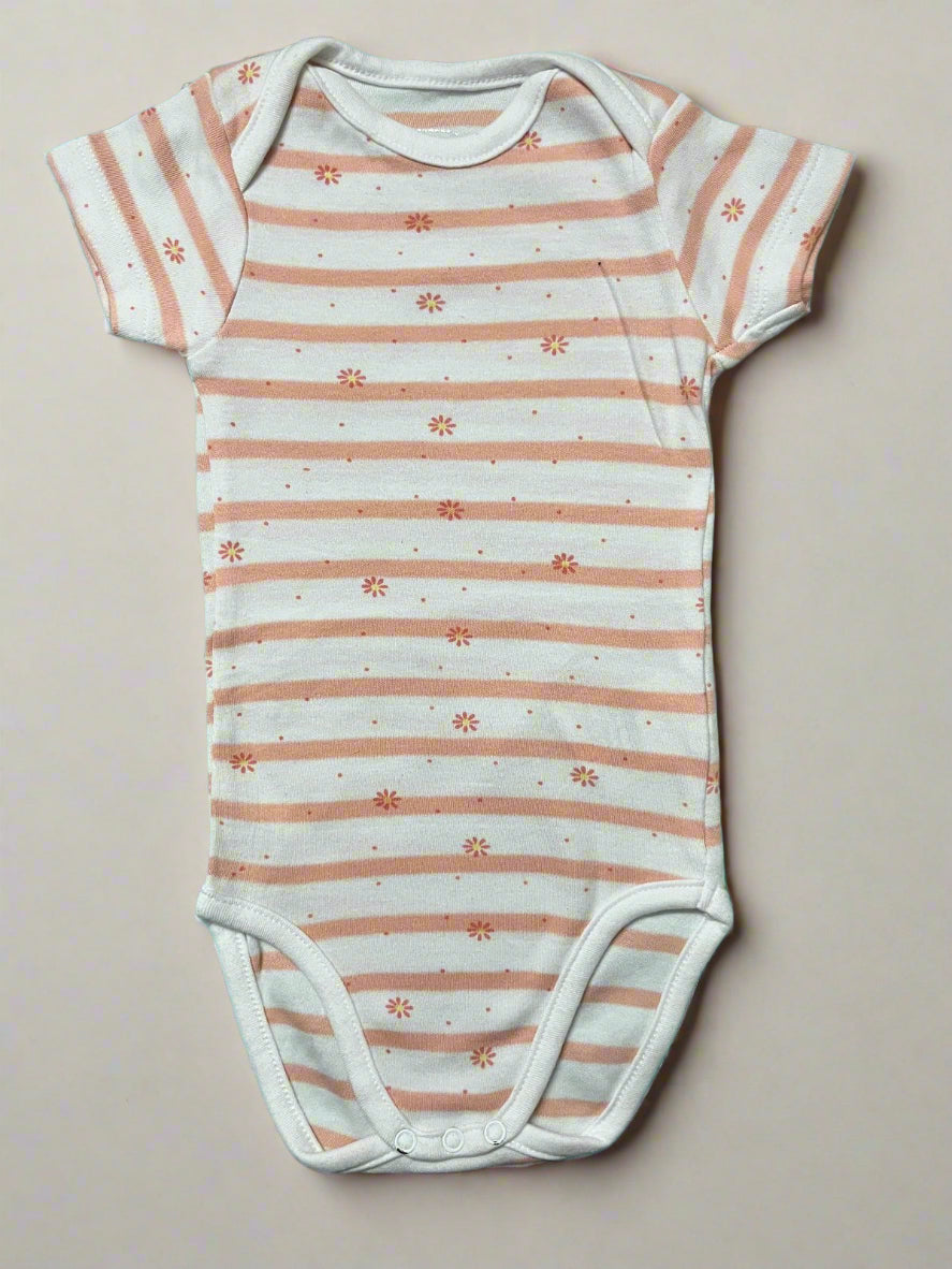 Striped Floral Print Onesie for girls