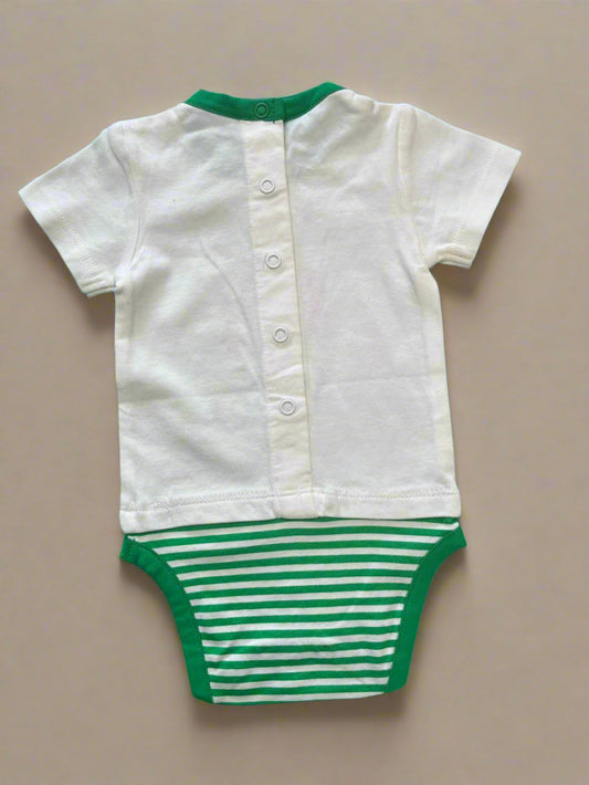 White comfortable Animal Print Half-Sleeve Onesie