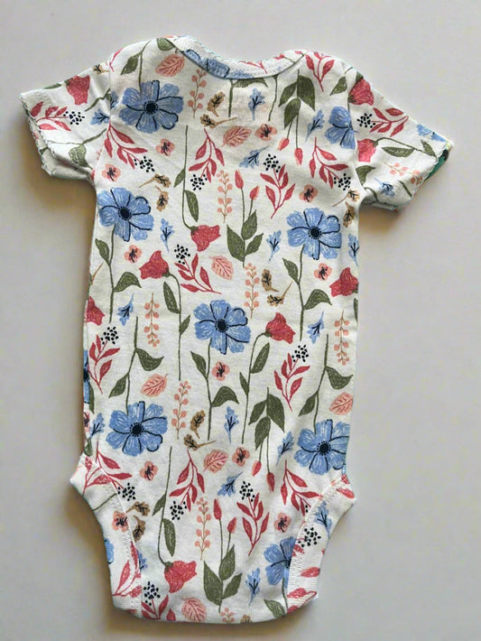 White Floral Half Sleeve Onesie