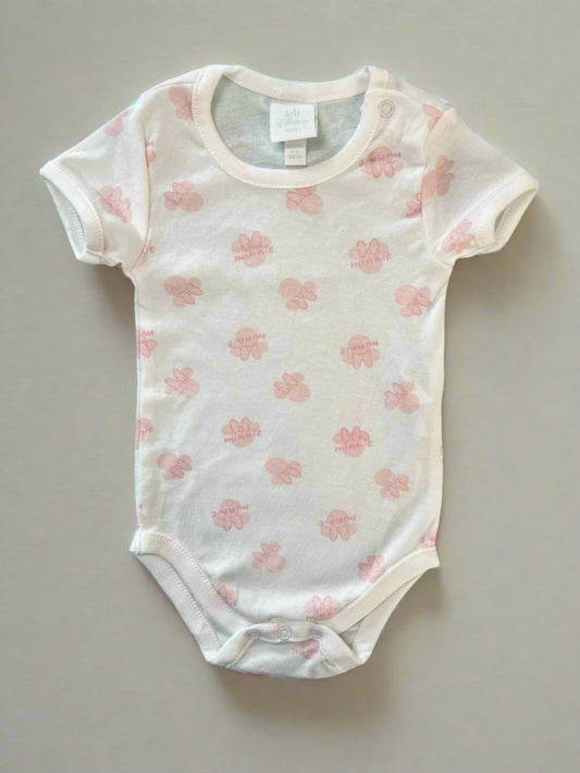White Soft Cotton Minnie Print Onesie
