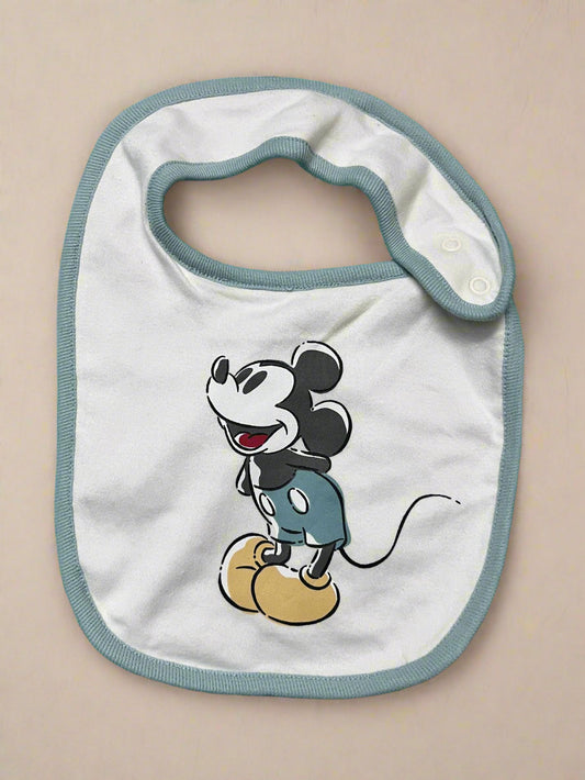 White and Dark Grey Classy Disney Mickey Mouse soft Bib for babies