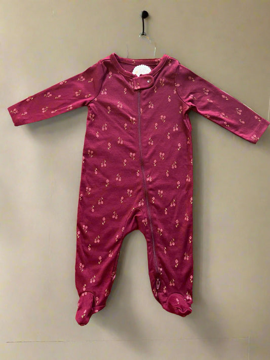 carter's maroon floral sleepsuit